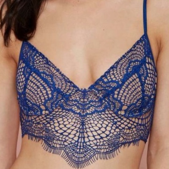 For Love And Lemons Other - For Love and Lemons Bat Your Lashes Bra, Blue Sz S